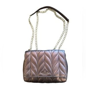 Kate Spade Quilted Leather Crossbody Bag Metallic Oak Women's Casual